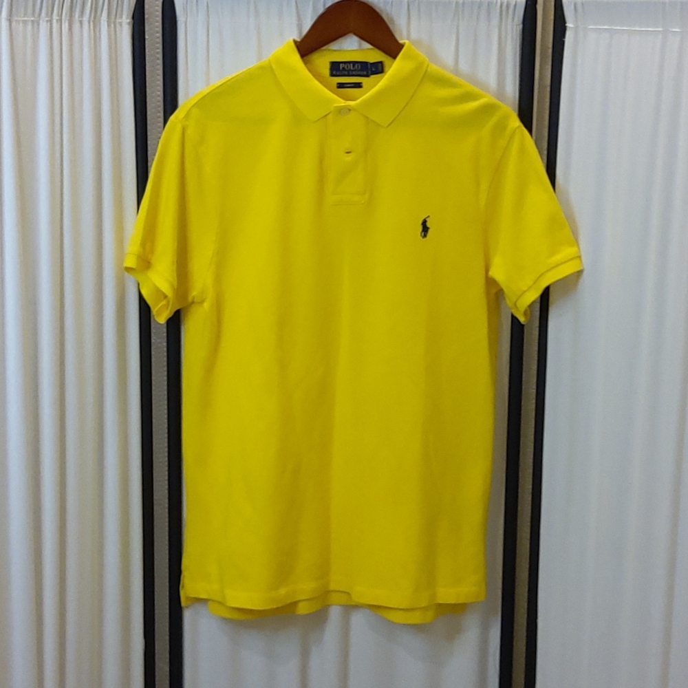 Polo by Ralph Lauren Cotton Slim Fit Polo, Yellow,‎ Size L